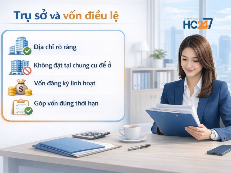 điều kiện mở doanh nghiệp về trụ sở rõ ràng và vốn điều lệ phù hợp