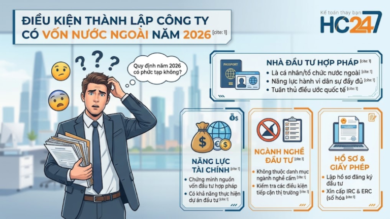 Quy trình các bước thành lập công ty có vốn nước ngoài năm 2026