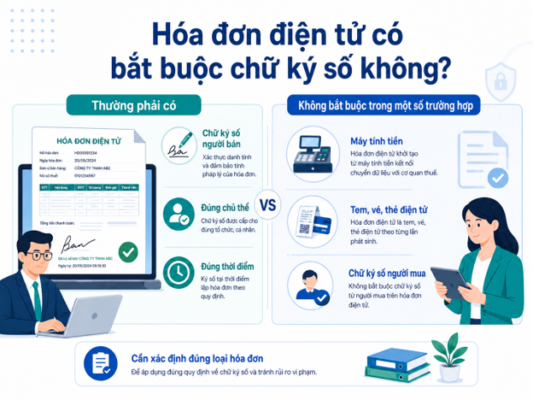Quy định chữ ký số hóa đơn điện tử bắt buộc và các trường hợp không cần ký số