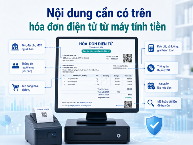 Nội dung hóa đơn điện tử từ máy tính tiền dành cho đối tượng bắt buộc áp dụng