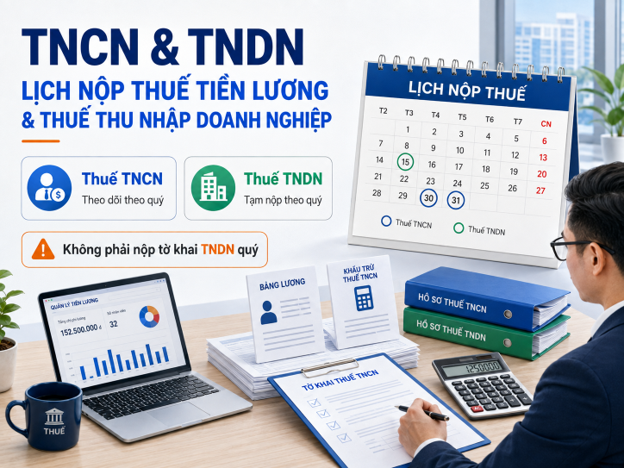 Lịch nộp thuế doanh nghiệp đối với thuế TNCN và tạm nộp thuế TNDN theo quý
