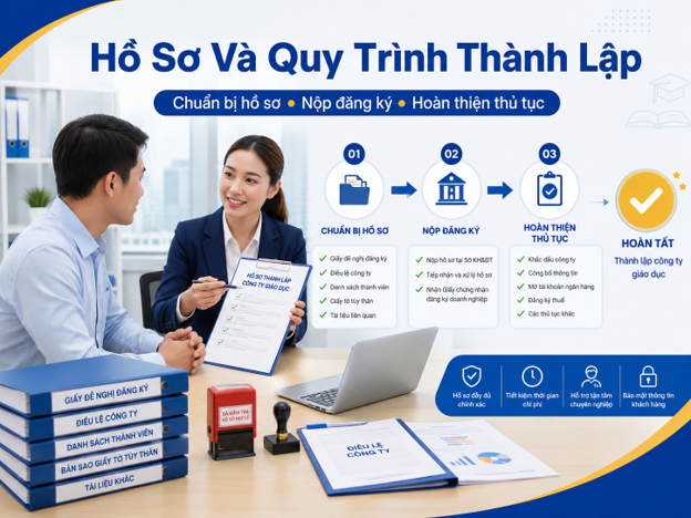 Hồ sơ và quy trình thành lập công ty giáo dục năm 2026 theo đúng quy định
