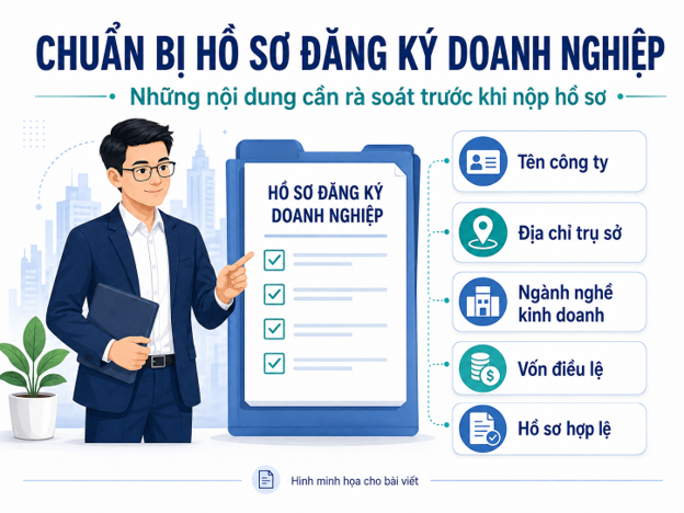 Chuẩn bị tên công ty, địa chỉ, ngành nghề, vốn và hồ sơ trong các việc cần làm thành lập doanh nghiệp
