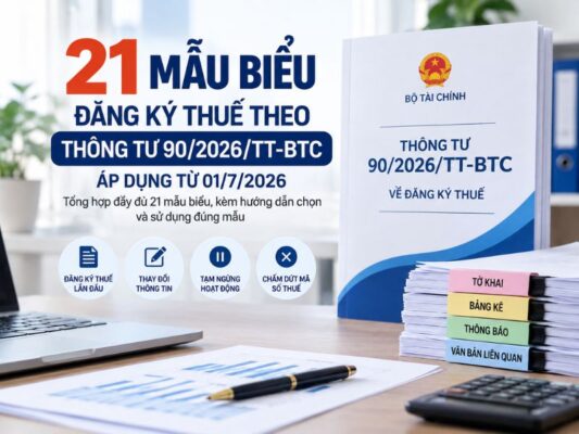 21 mẫu biểu đăng ký thuế theo Thông tư 90/2026/TT-BTC áp dụng từ 01/7/2026