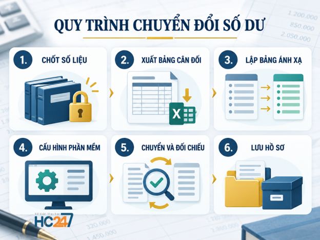 Quy trình lập bảng chuyển đổi tài khoản từ Thông tư 200 sang Thông tư 99