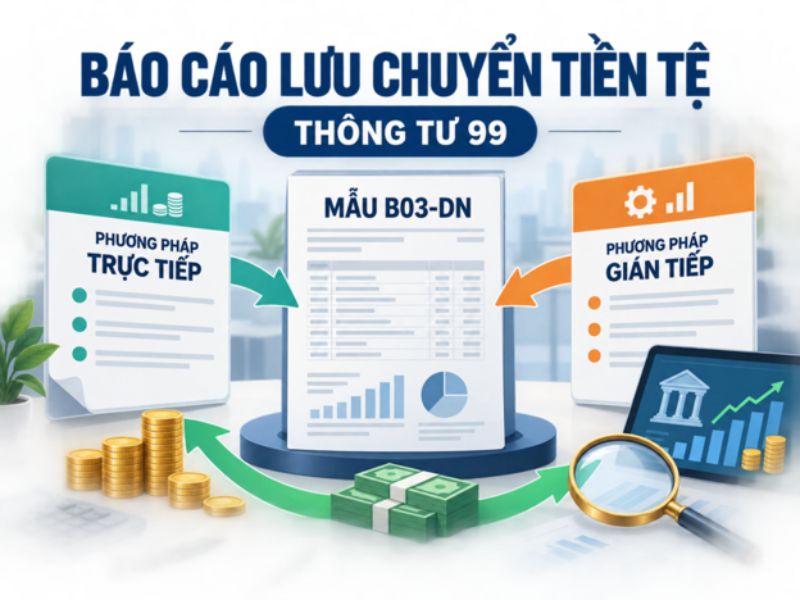 Mẫu B03-DN báo cáo lưu chuyển tiền tệ theo Thông tư 99 gồm phương pháp trực tiếp và gián tiếp