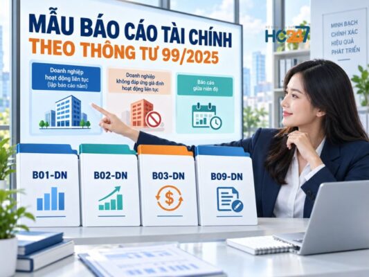 Mẫu báo cáo tài chính theo Thông tư 99/2025 gồm B01-DN, B02-DN, B03-DN và B09-DN