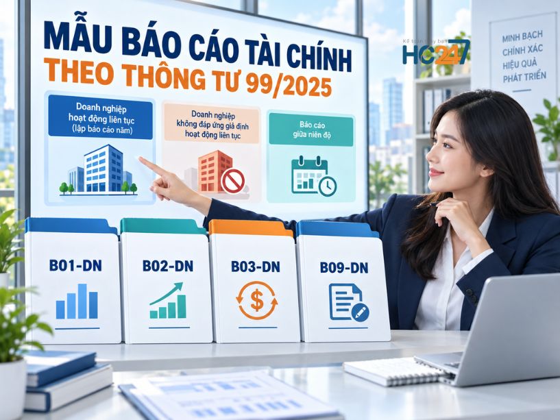 Mẫu báo cáo tài chính theo Thông tư 99/2025 gồm B01-DN, B02-DN, B03-DN và B09-DN