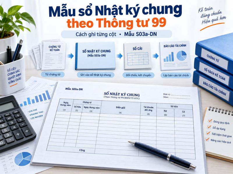 Mẫu sổ Nhật ký chung theo Thông tư 99 và cách ghi từng cột S03a-DN