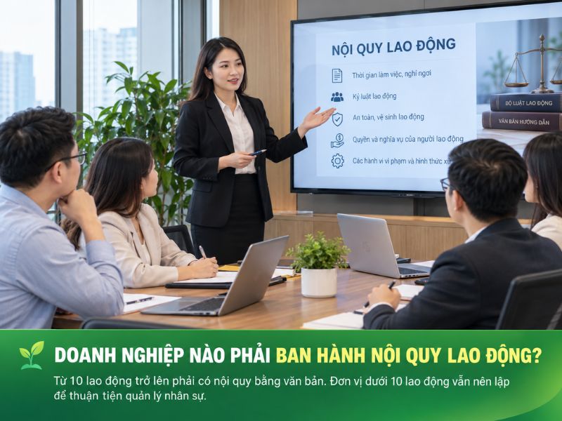 Cuộc họp doanh nghiệp về việc ban hành nội quy lao động năm 2026 theo quy định pháp luật